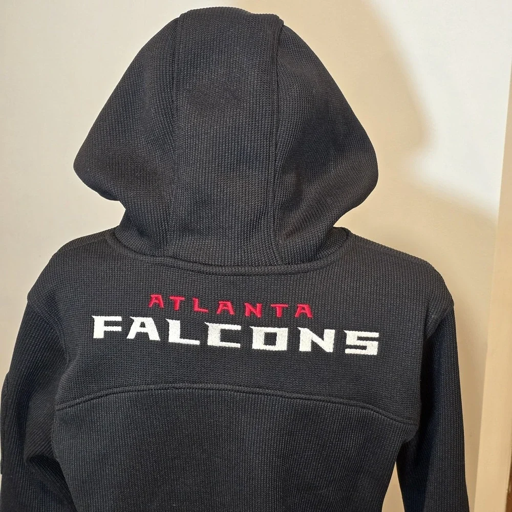 Atlanta Falcons NFL Full Zip Black Red Hoodie Hooded‎ Sweatshirt Pockets Warm XL